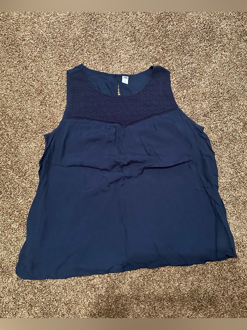 Old Navy Navy Blue Sleeveless Crochet Yoke Camisole size Large